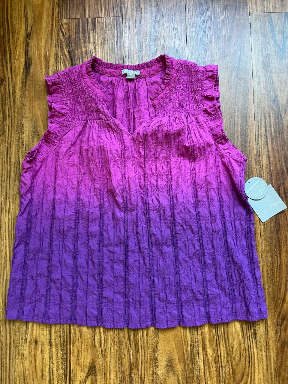 💜 Falls Creek Textured Crinkle Top – Purple/Magenta – Size M – NWT